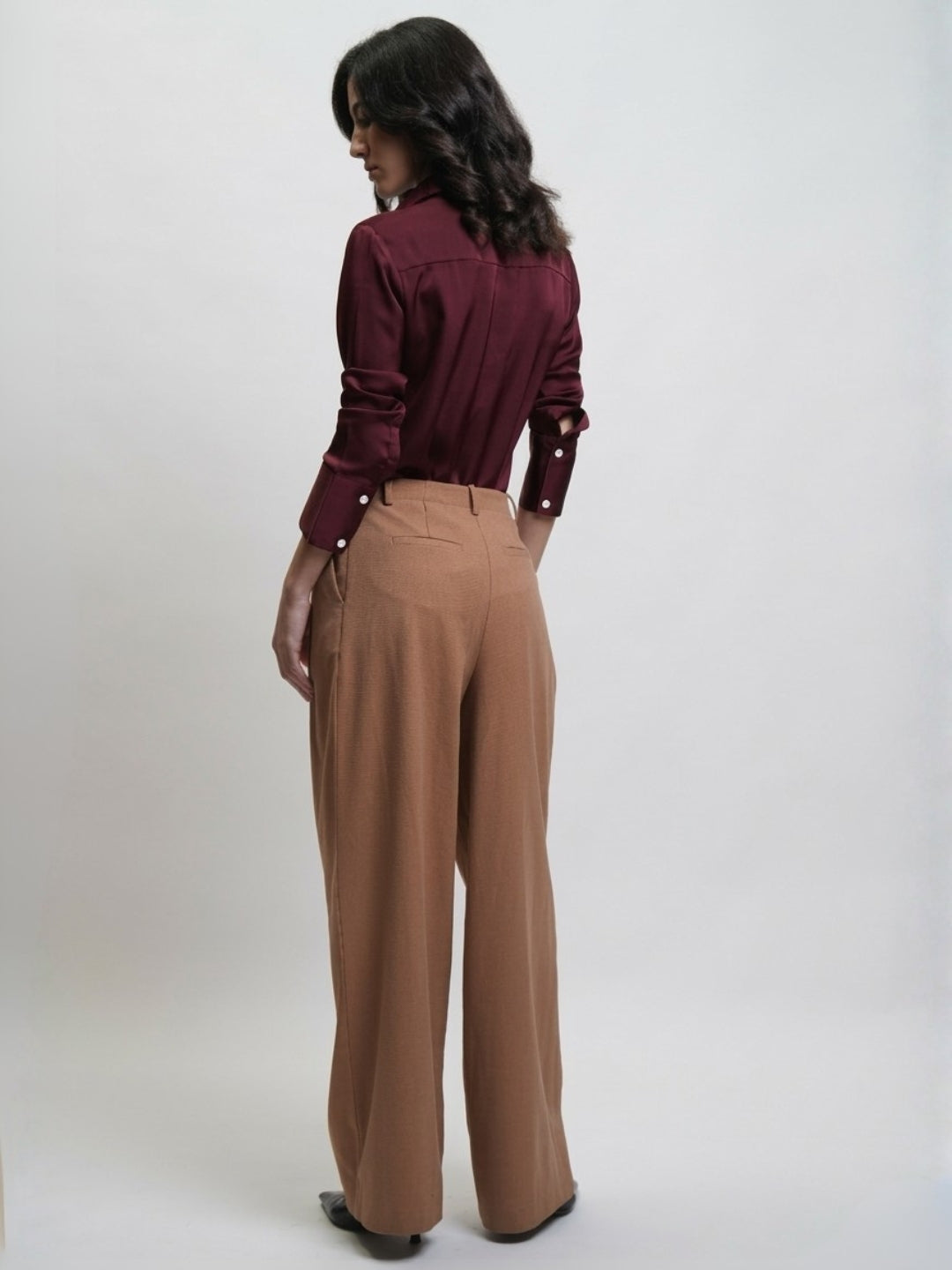 Oversized Maroon Satin Shirt