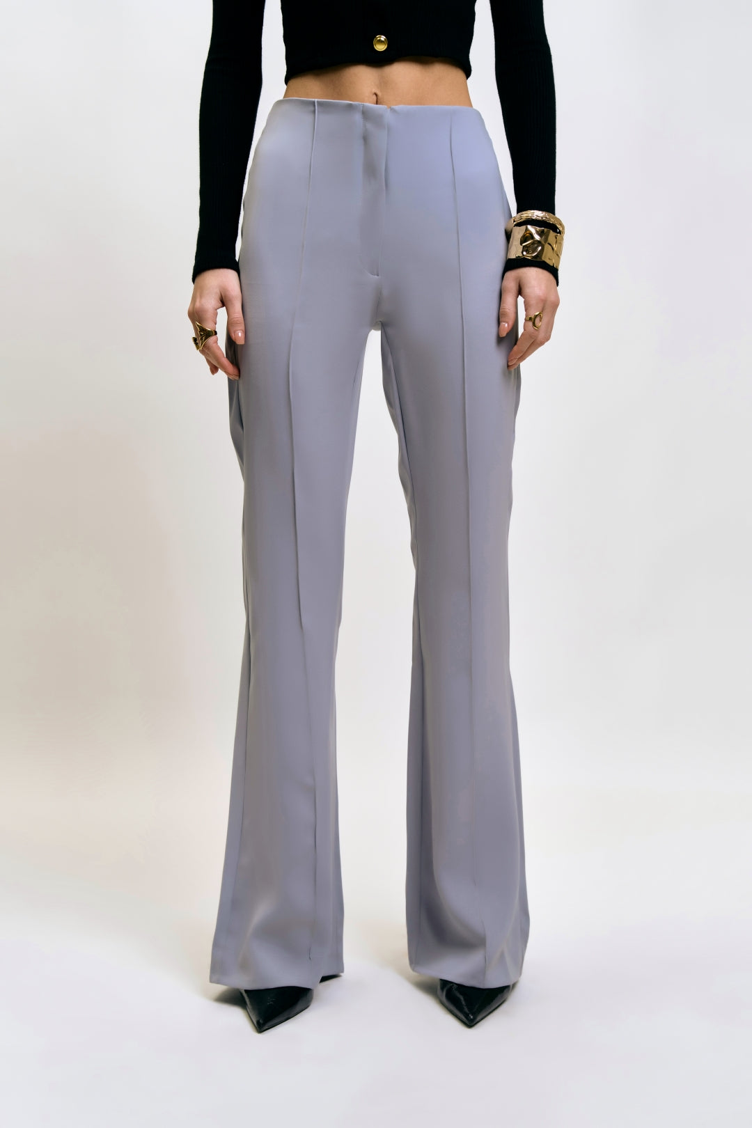 Flare Trousers with Front Seam