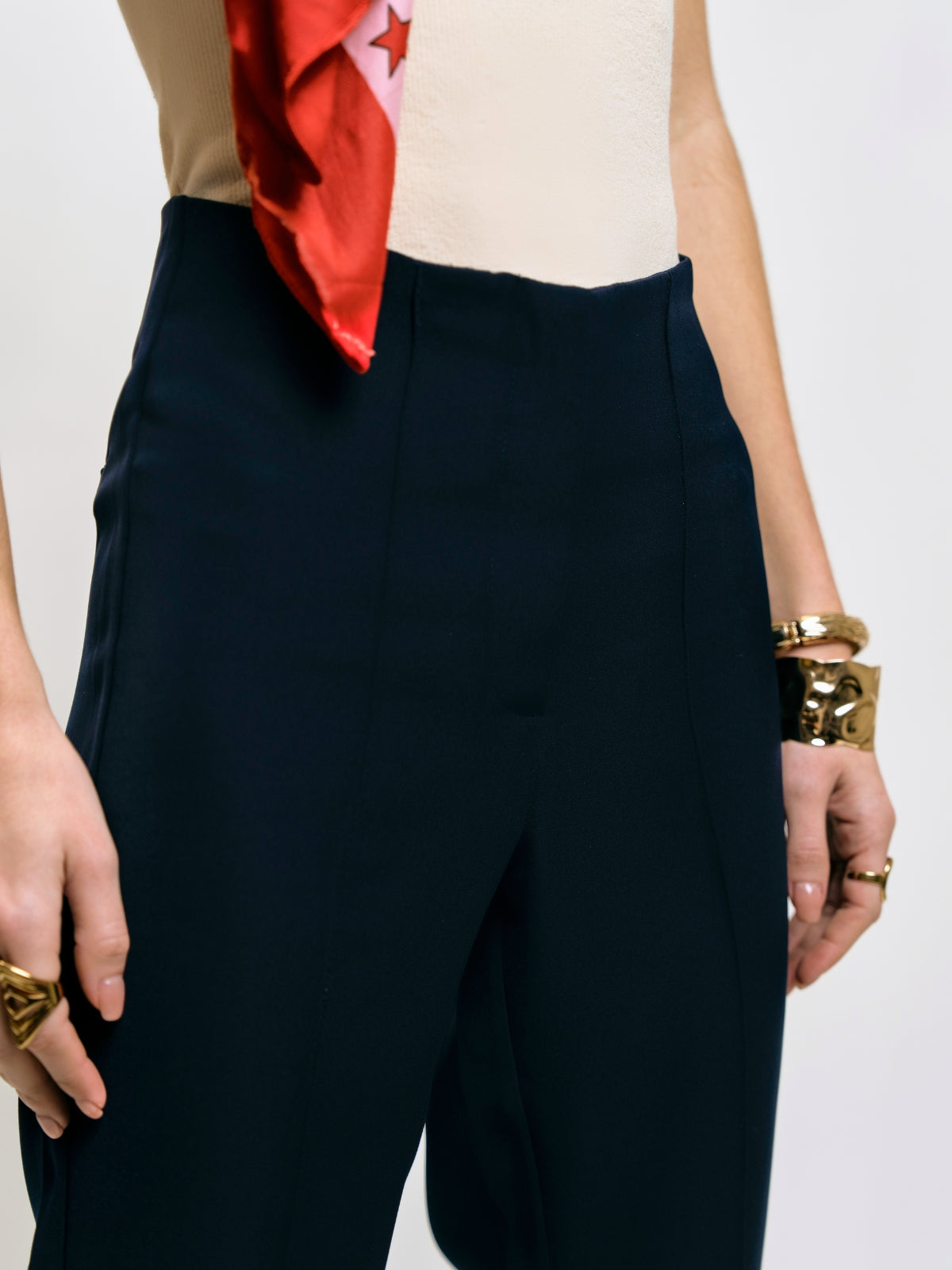 Flare Trousers with Front Seam
