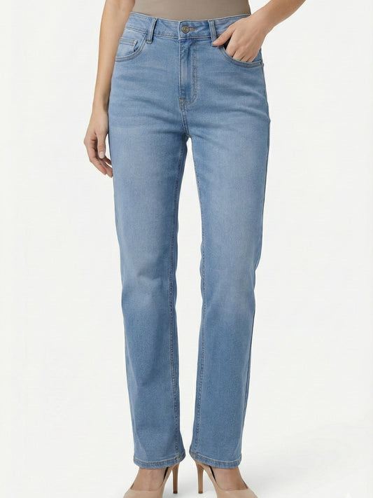 Light Blue High-Rise Straight Fit Jeans