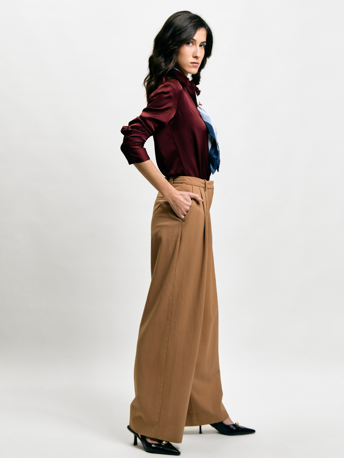 Oversized Maroon Satin Shirt