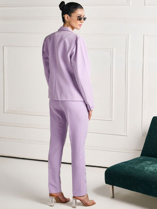 Women Lavender High-Rise Cigarette Trousers