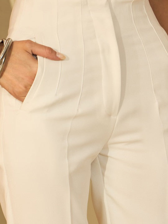 Women Off-White Tailored Cigarette Trousers