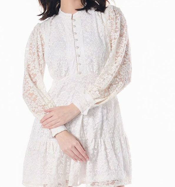 White Lace Fit & Flare Mini Dress for Women