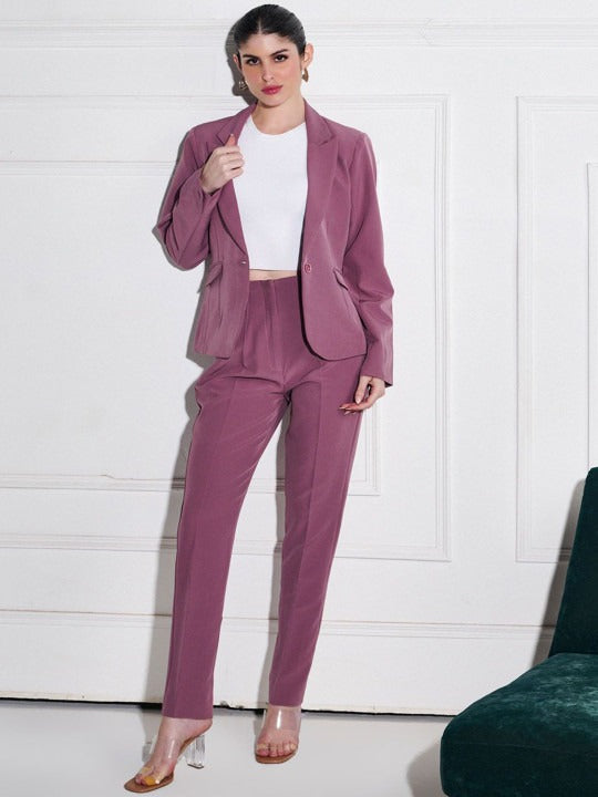 Women Pink Solid Cigarette Pants – High-Rise
