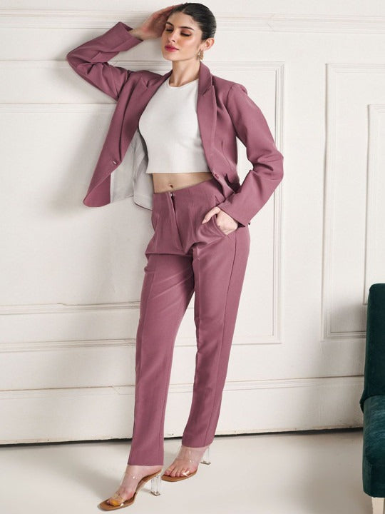 Women Pink Solid Cigarette Pants – High-Rise