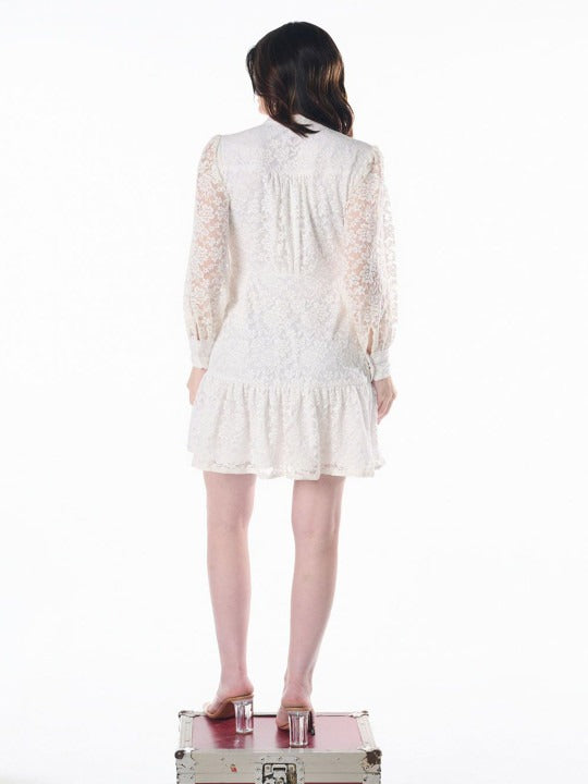 White Lace Fit & Flare Mini Dress for Women