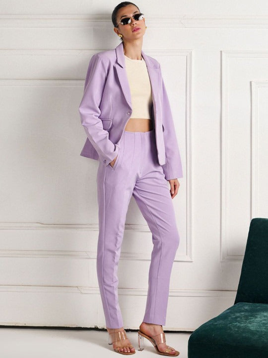 Women Lavender High-Rise Cigarette Trousers