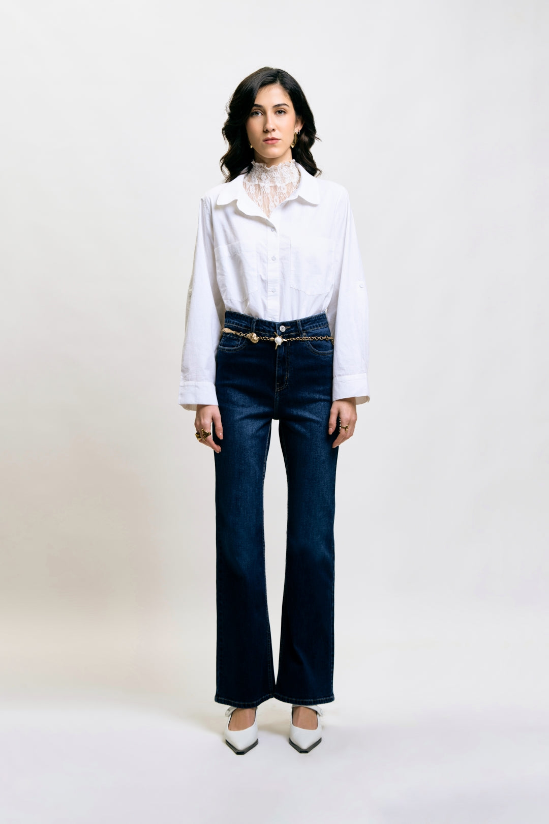 Dark Blue High-Rise Bootcut Jeans
