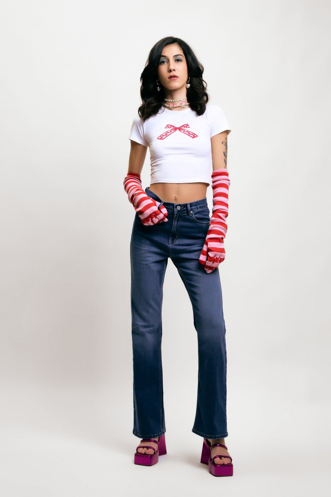 Mid Blue High-Rise Bootcut Denim Jeans