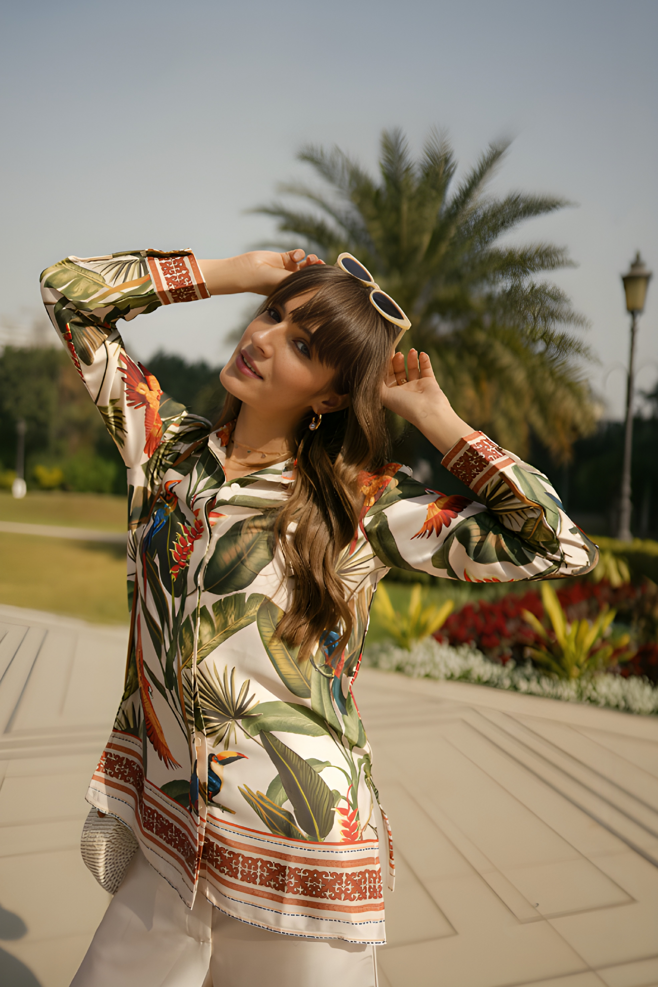 Jungle Print Satin Co-ord Set for Women