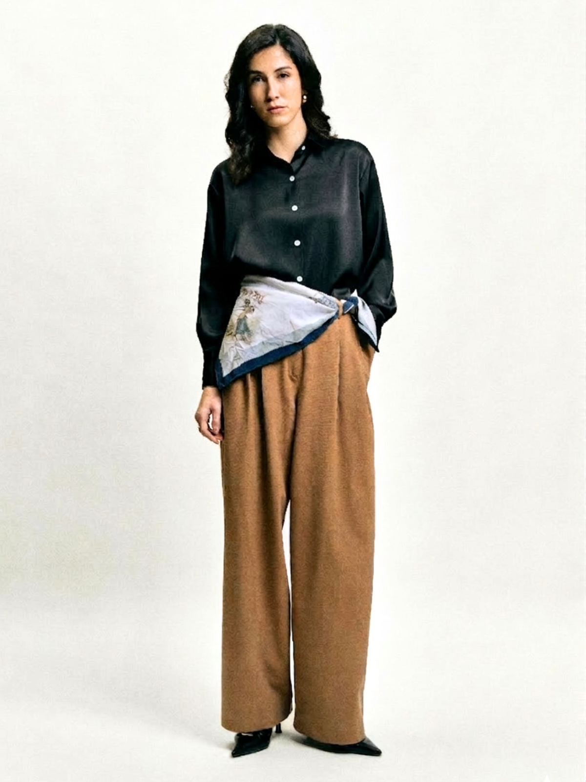 Oversized Black Satin Shirt