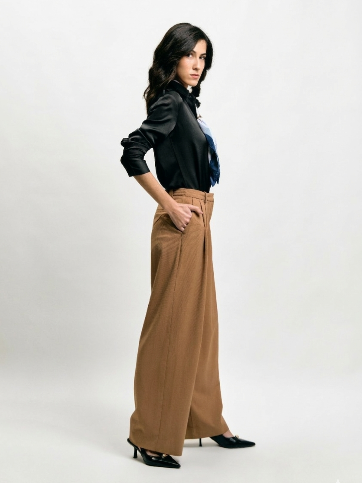 Oversized Black Satin Shirt