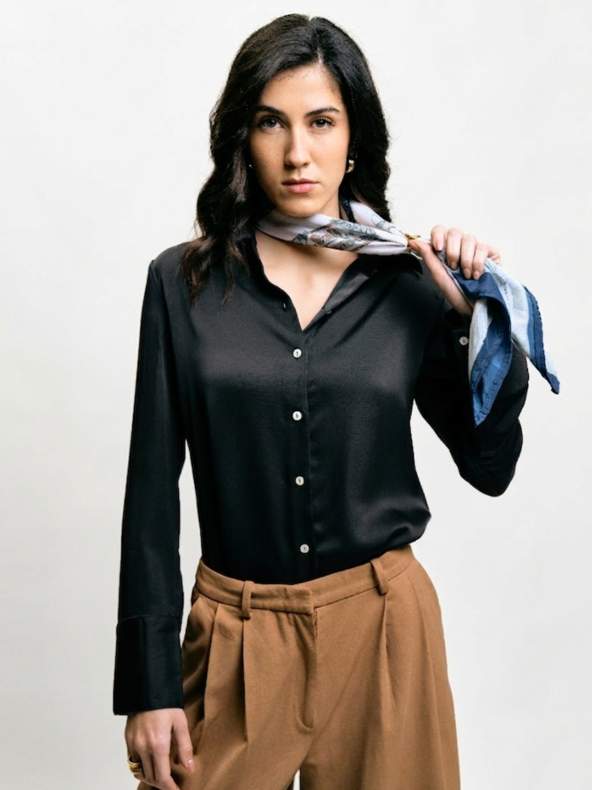 Oversized Black Satin Shirt