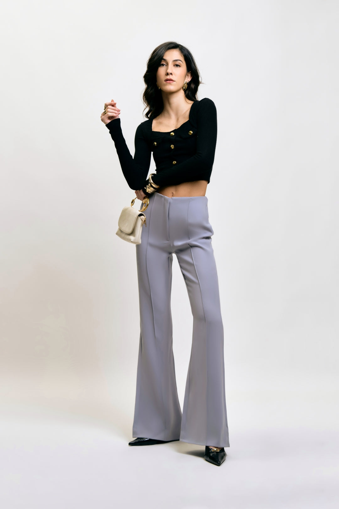 Flare Trousers with Front Seam