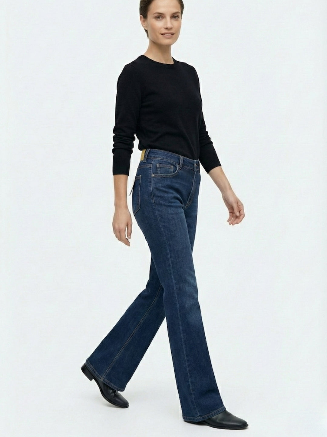 Women High-Rise Bootcut Dark Blue Denim Jeans