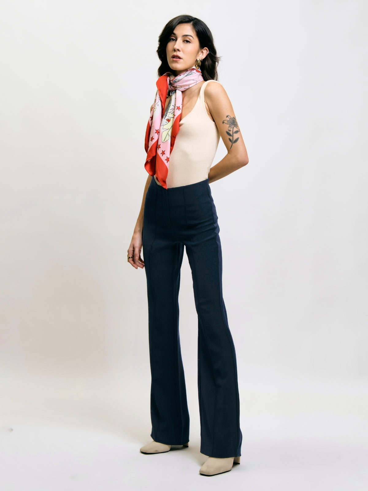 Flare Trousers with Front Seam