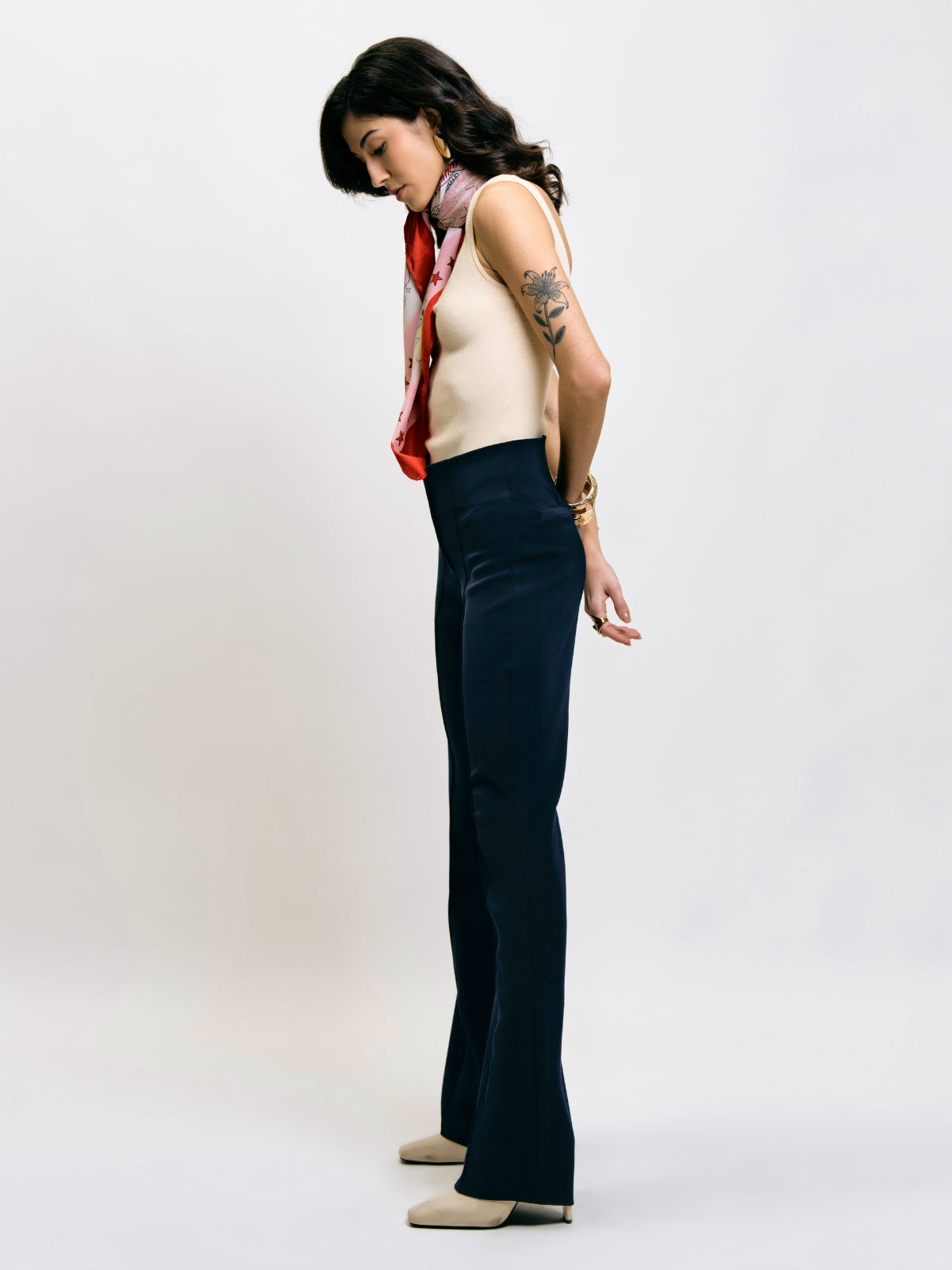 Flare Trousers with Front Seam