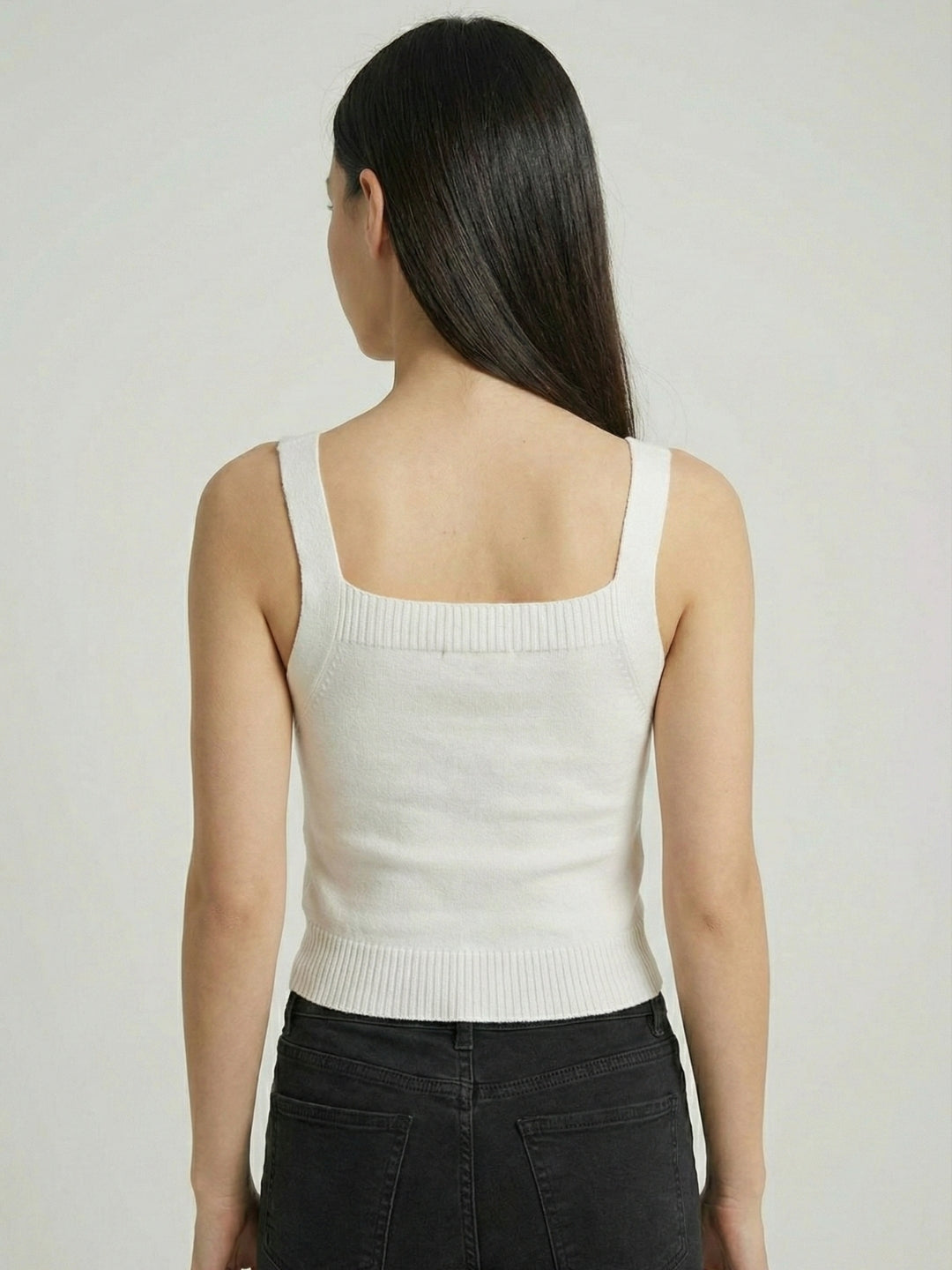 Women White Ribbed Crop Top