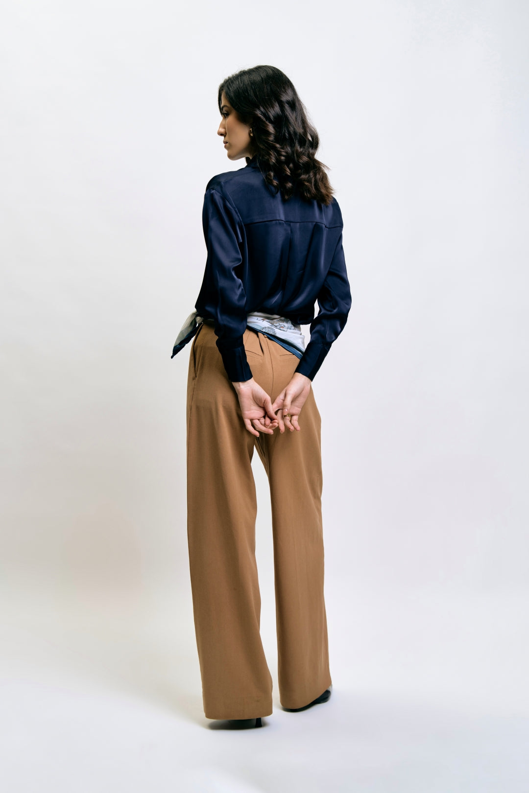 Oversized Navy Satin Shirt