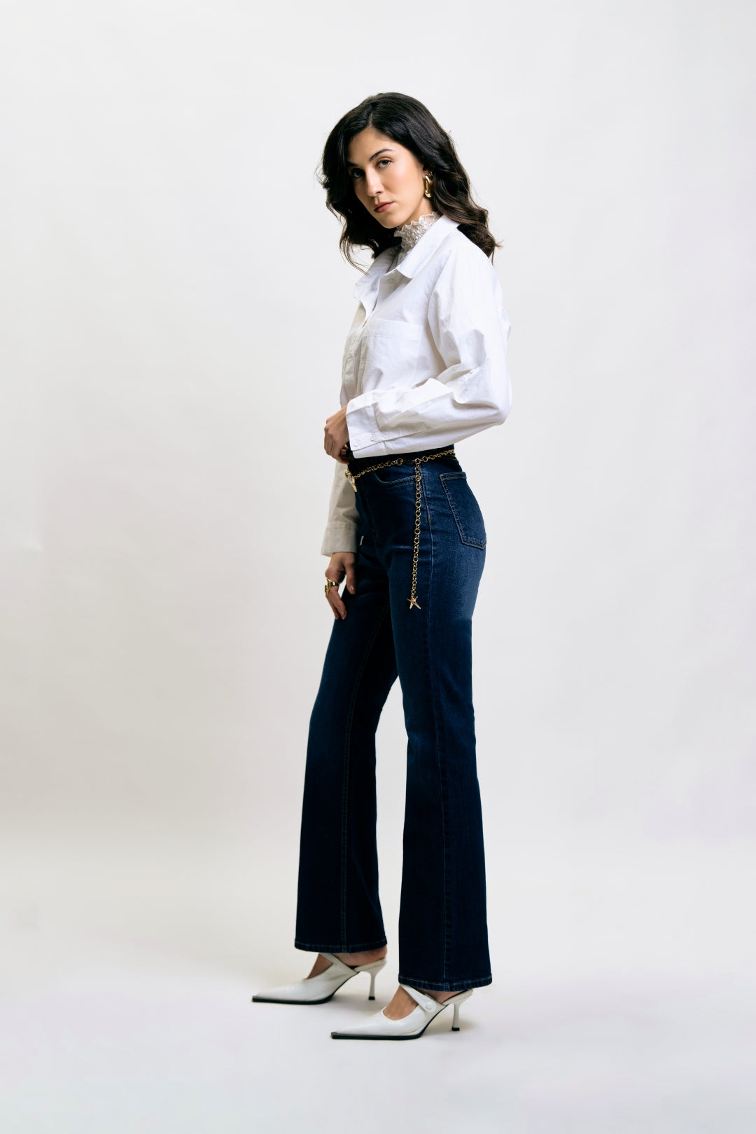 Dark Blue High-Rise Bootcut Jeans
