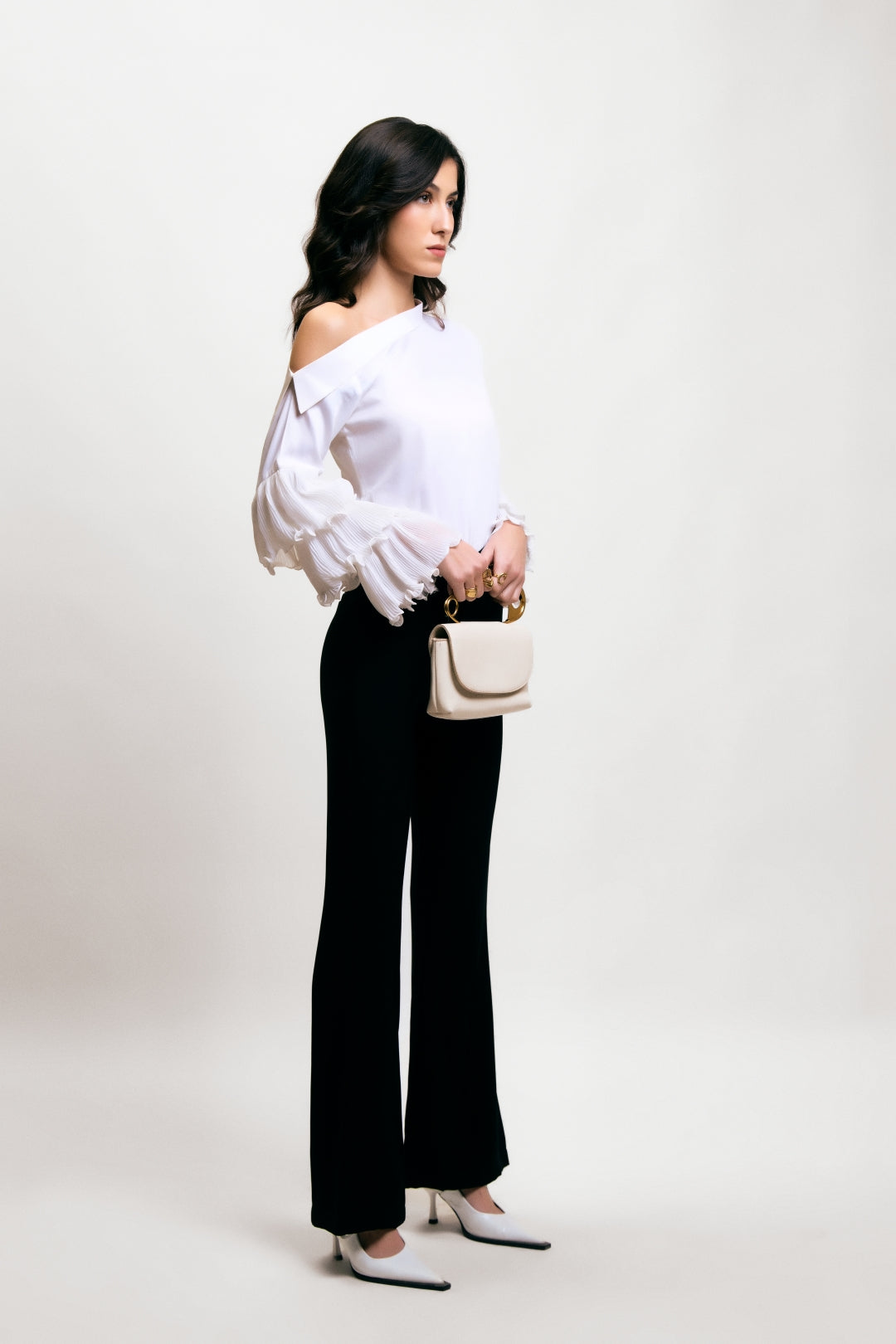 Flare Trousers with Front Seam