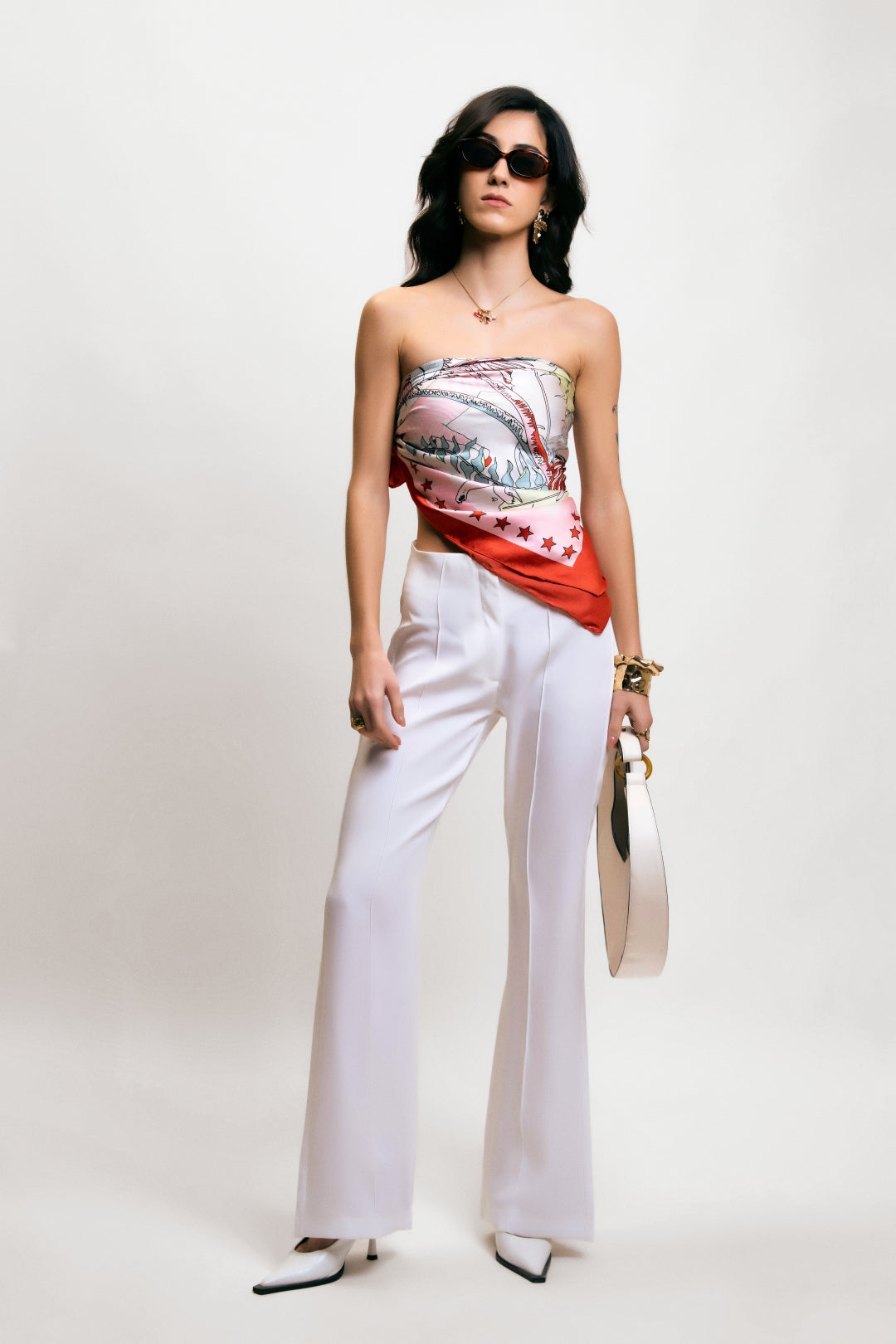 Flare Trousers with Front Seam