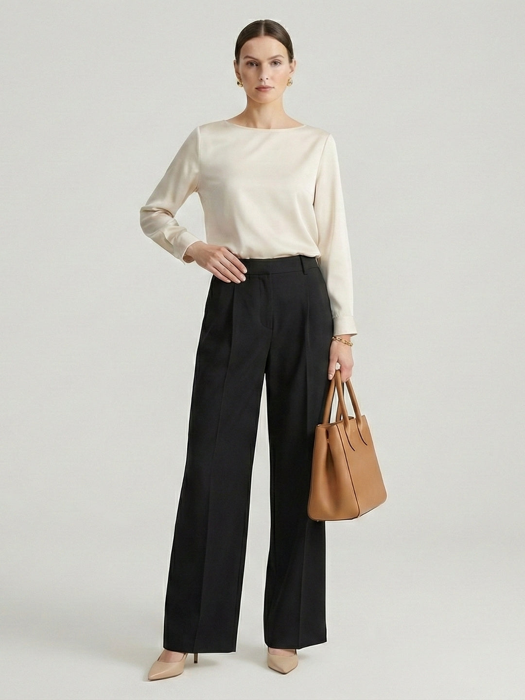 Women’s Black High-Rise Korean Wide-Leg Trousers