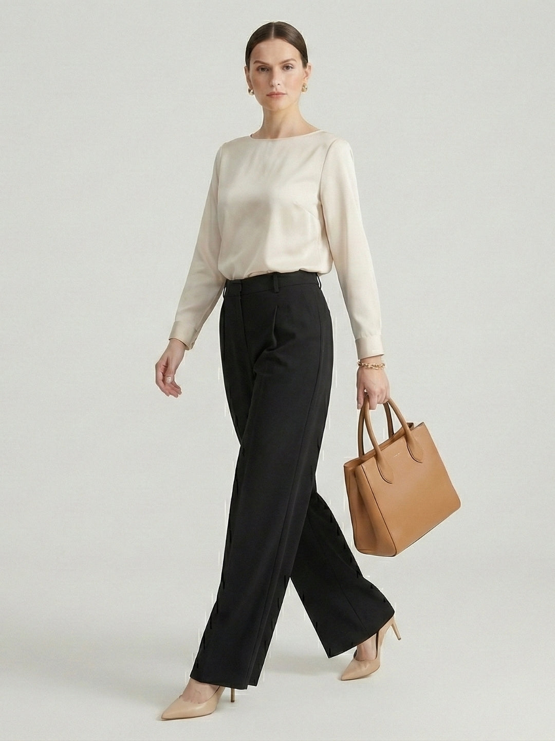 Women’s Black High-Rise Korean Wide-Leg Trousers