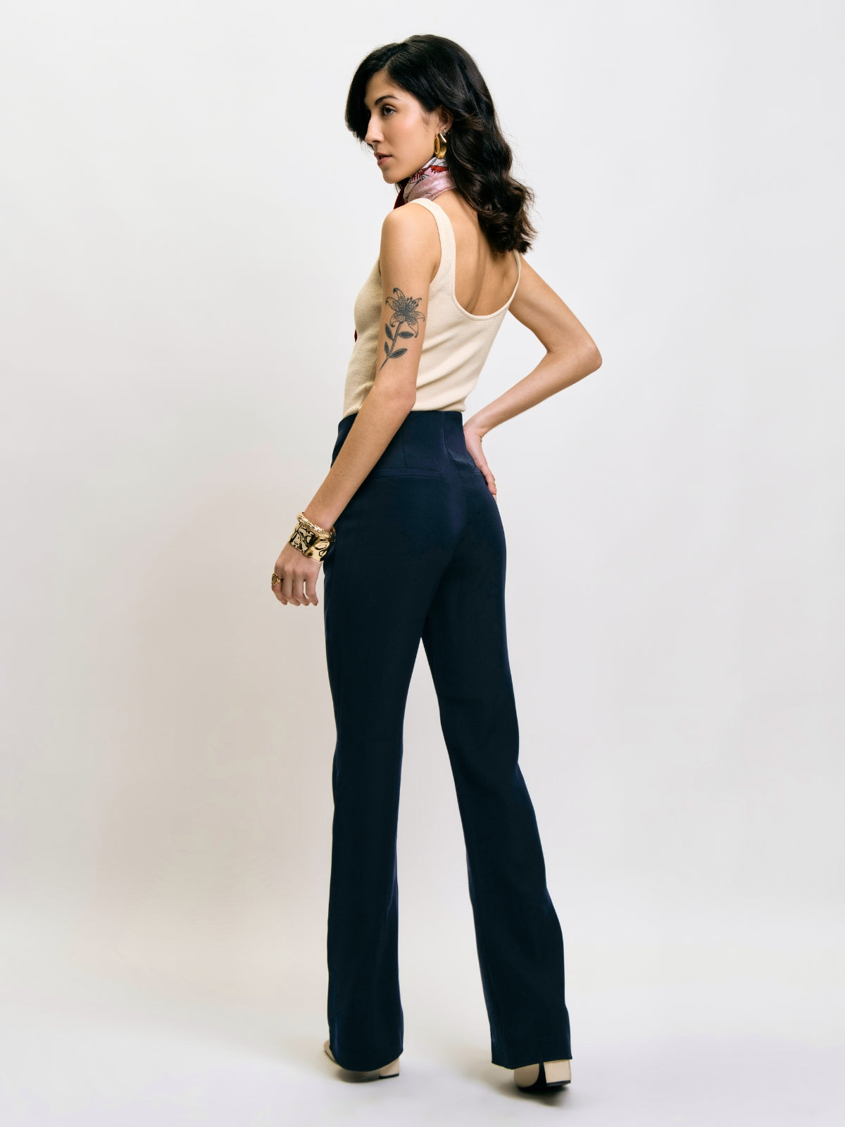 Flare Trousers with Front Seam