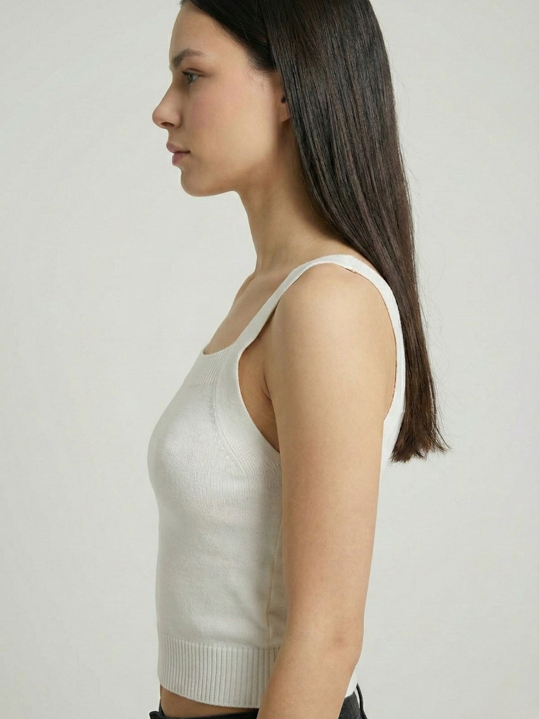 Women White Ribbed Crop Top