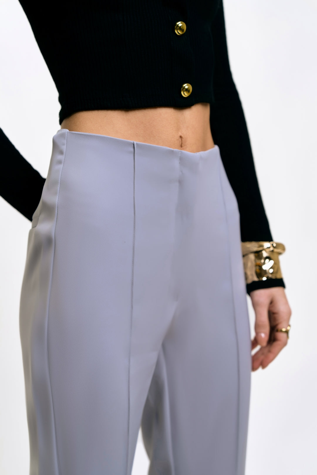 Flare Trousers with Front Seam