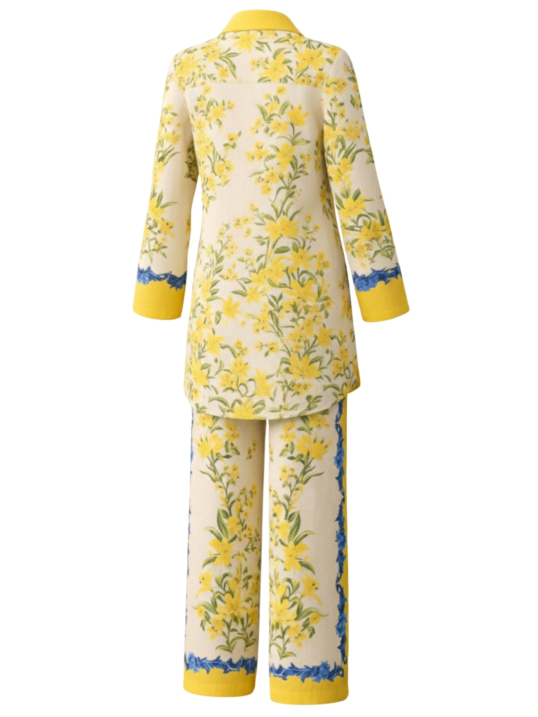 Yellow Blue Satin Co-ord Set for Women