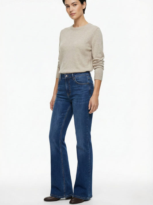 Women High-Rise Bootcut Blue Denim Jeans