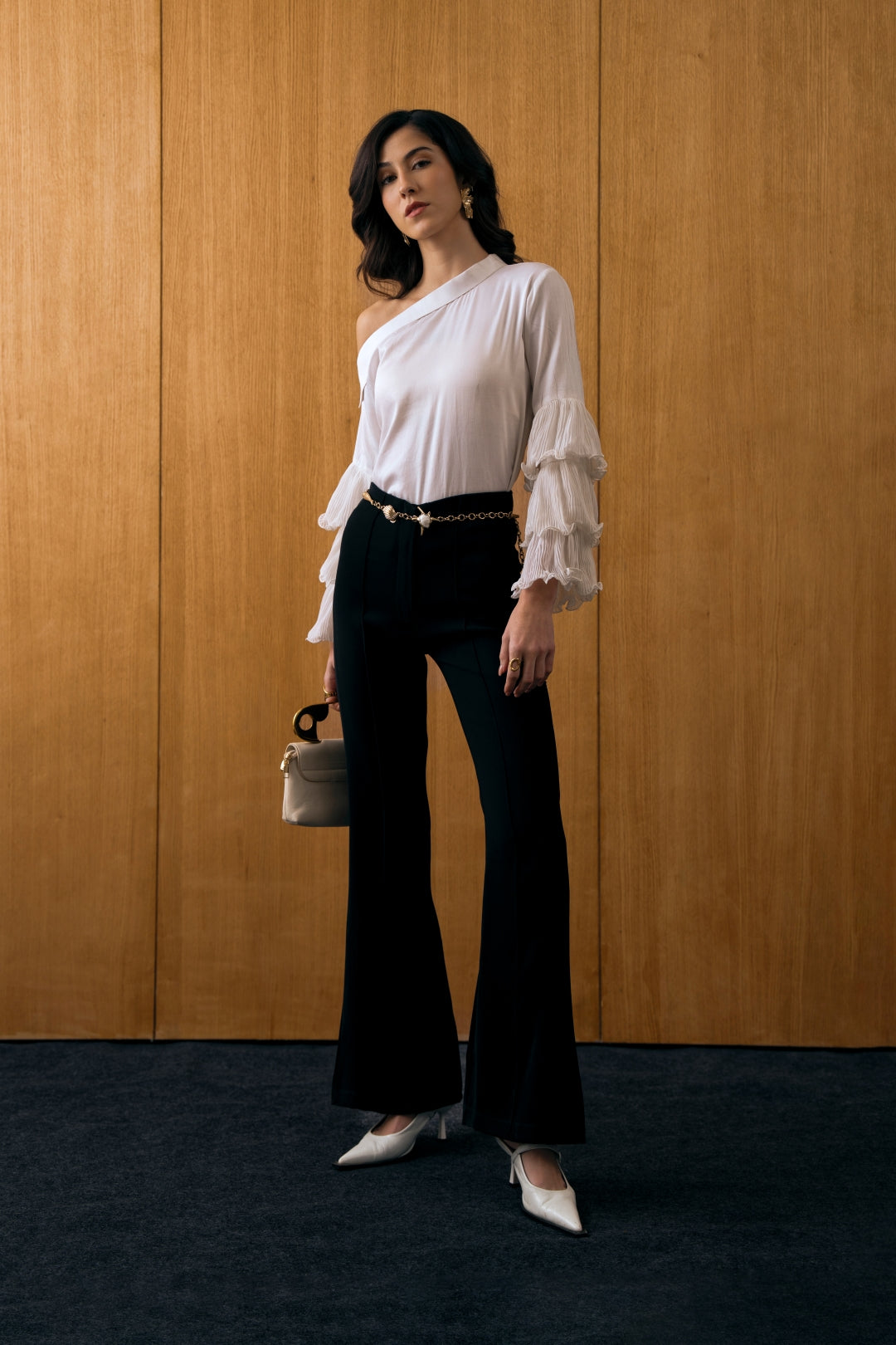 Flare Trousers with Front Seam