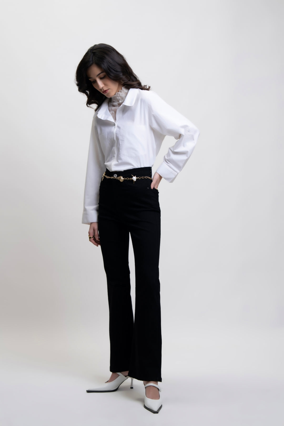 Black High-Rise Bootcut Jeans for Women