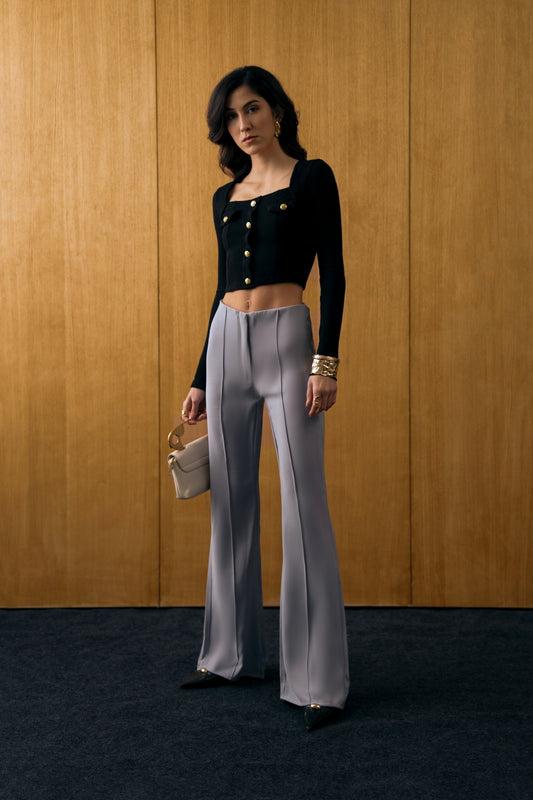 Flare Trousers with Front Seam