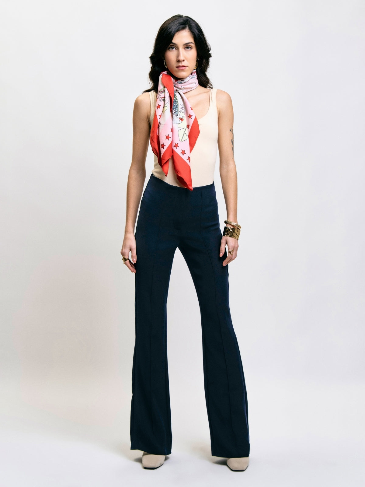Flare Trousers with Front Seam