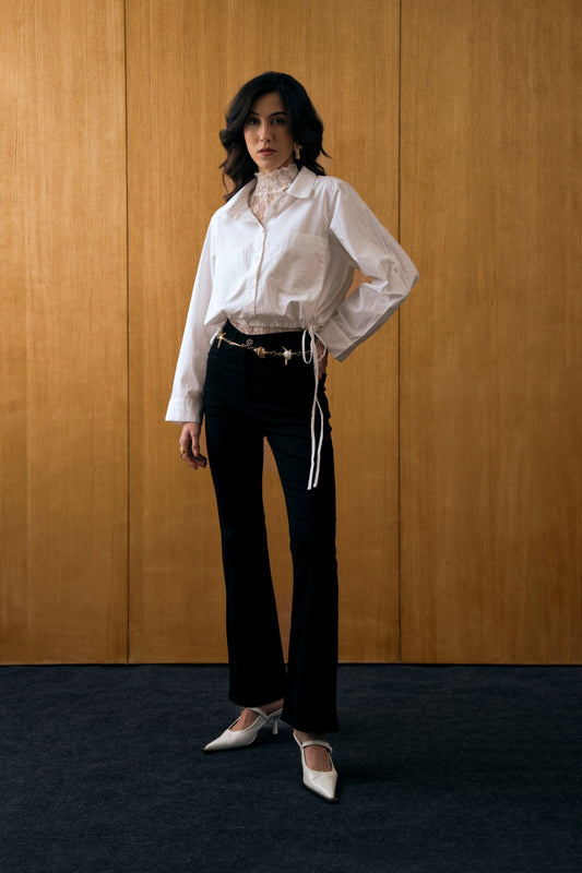 Black High-Rise Bootcut Jeans for Women