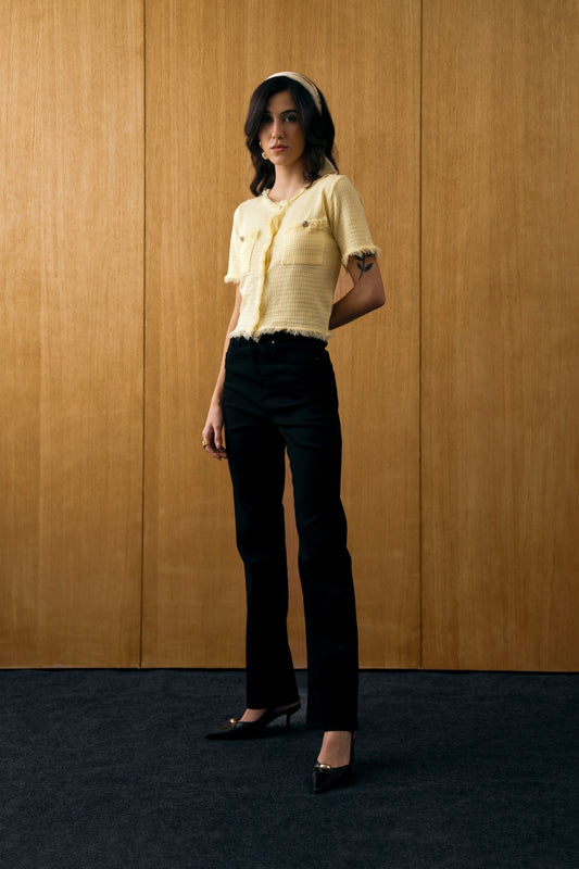 Black High-Rise Straight Fit Jeans for Women