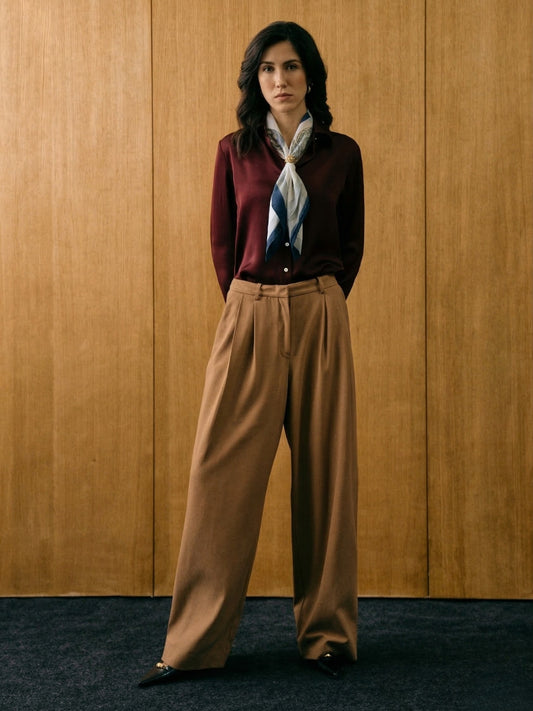 Oversized Maroon Satin Shirt